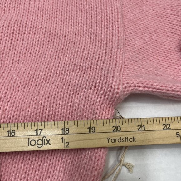 Luna Sweater Womens M Pink Open Knit 3D Floral Oversized Cropped Cardigan Y2K - Picture 10 of 10